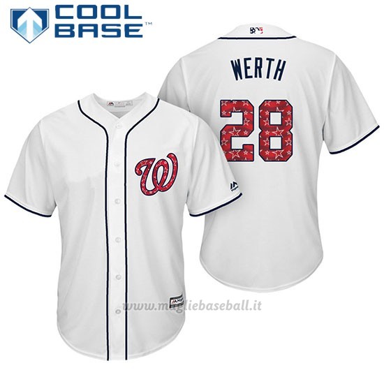 Maglia Baseball Uomo Washington Nationals 2017 Estrellas y Rayas Jayson Werth Bianco Cool Base